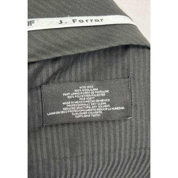 J. Ferrar Mens 2-Piece Pinstripe Wool Suit Jacket & Pants Size 44L - Picture 9 of 12